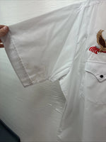 New Men’s ELY Cattleman White Eagle Flag Short Sleeve Pearl Snap Large Q-45