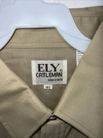 New Men’s Brown ELY Cattleman Short Sleeve Pearl Snap Shirt. 18.5 2XL S-21