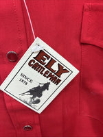 New Men’s ELY Cattleman Red Simple Long Sleeve Pearl Snap 18.5 X 35 2XL K-94
