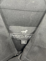 New Men’s Western Express Black Western Long Sleeve Pearl Snap XL T-42