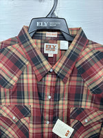 New Men’s ELY Cattleman Red Yellow Flannel Long Sleeve Pearl Snap 4XL E-97