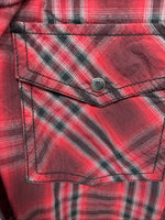 New Men’s ELY 1878 Red Black Plaid Long Sleeve Pearl Snap Large Q-69