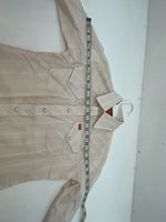 New Women’s Tan Striped ELY Plains Long Sleeve Button Up Shirt 3B-99