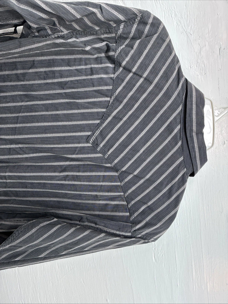 New Men’s Moonshine Spirit Gray Stripe Long Sleeve Pearl Snap Medium K-71