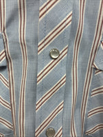 New Men’s ELY Cattleman blue Stripe Long Sleeve Pearl Snap 15.5 Medium Q-106