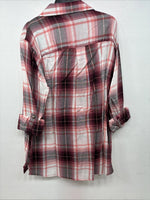 New Women’s Cumberland Pink Plaid Design Long Sleeve Pearl Snap Large II-105