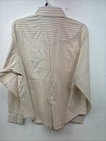New Women’s White Horse Gold Stripe Long Sleeve Pearl Snap Large II-66
