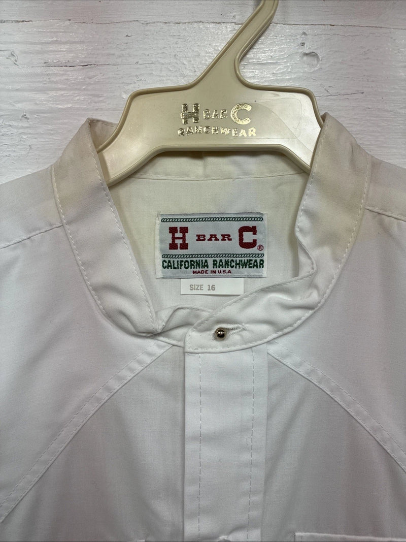 New Men’s H Bar C White Long Sleeve Button Up 16 Large CC-22