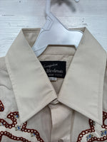 New Men’s Champion Western Tan Design Long Sleeve Pearl Snap Medium J-77