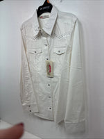 New Women’s Cumberland White Gem Long Sleeve Pearl Snap Medium LL-83