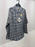 New Men’s ELY Cattleman Gray Multiple Flannel Long Sleeve Pearl Snap 2XL F-62