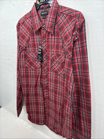 New Men’s ELY 1878 Red Plaid Long Sleeve Pearl Snap XL M-53