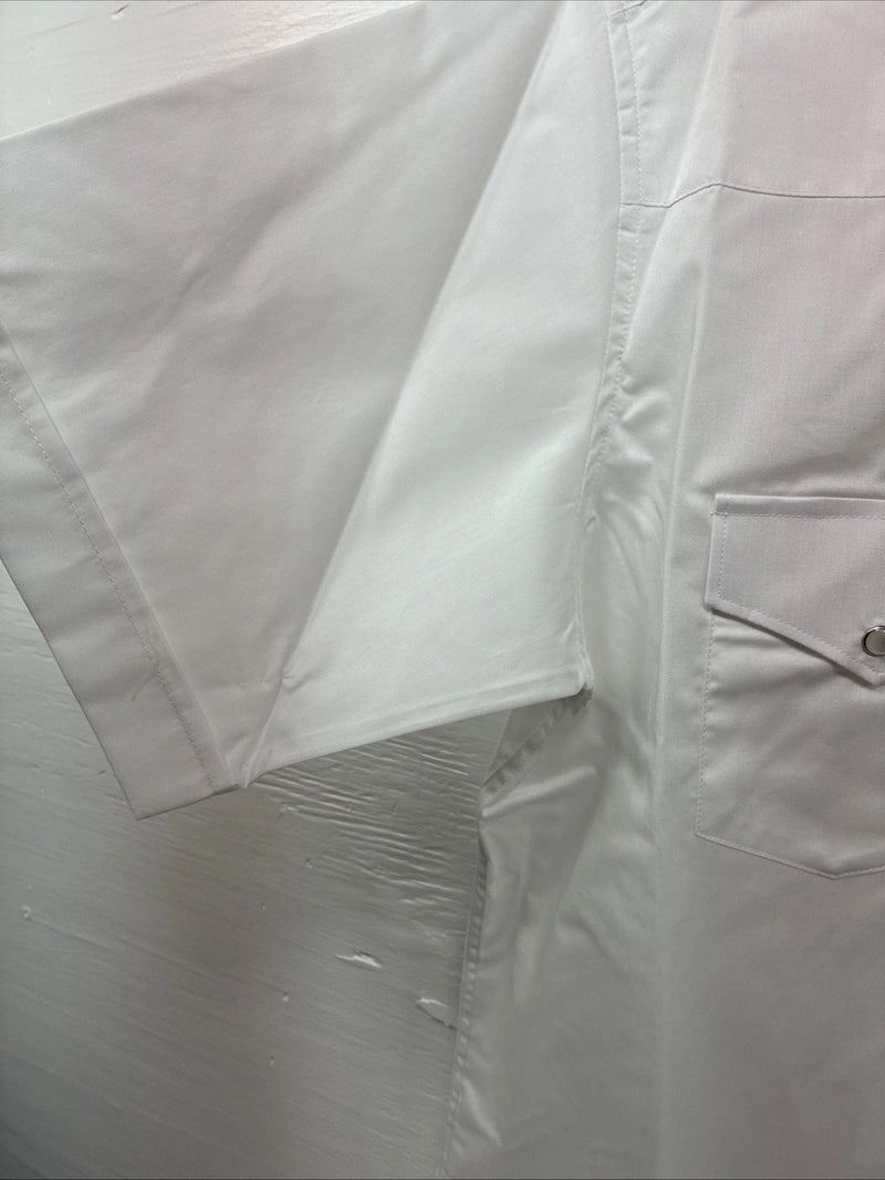 New Men’s White Horse Western White Short Sleeve Pearl Snap Large V-38