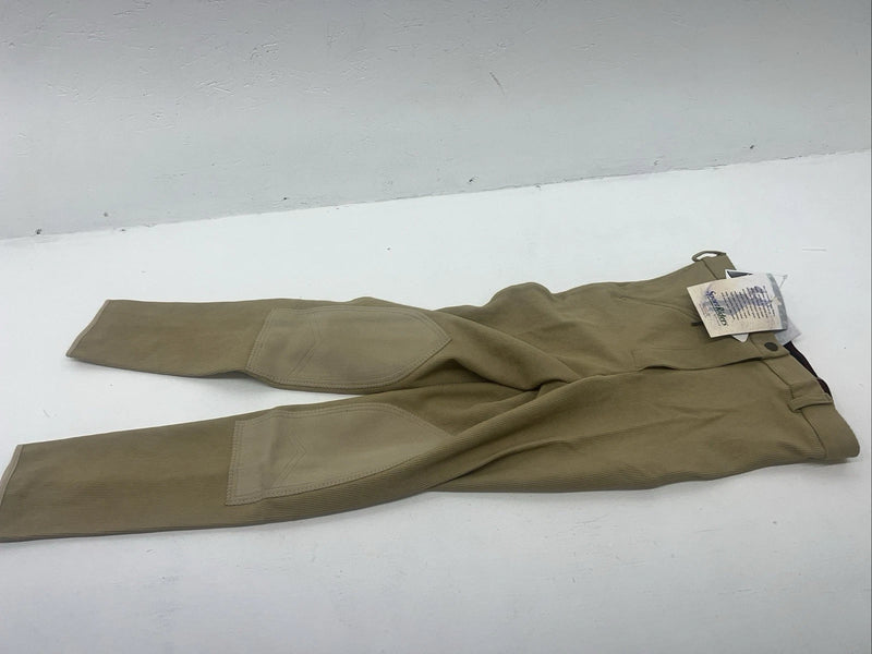 New Women’s Tan Sport Riders Knee Patch English Breech. 26-L #041565  A-157