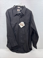 New Men’s ELY Cattleman Black Western Long Sleeve Pearl Snap 2XL F-68