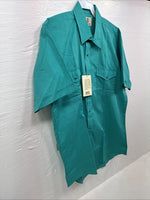 New Men’s ELY Cattleman Teal Short Sleeve Pearl Snap 15.5 Medium CC-14