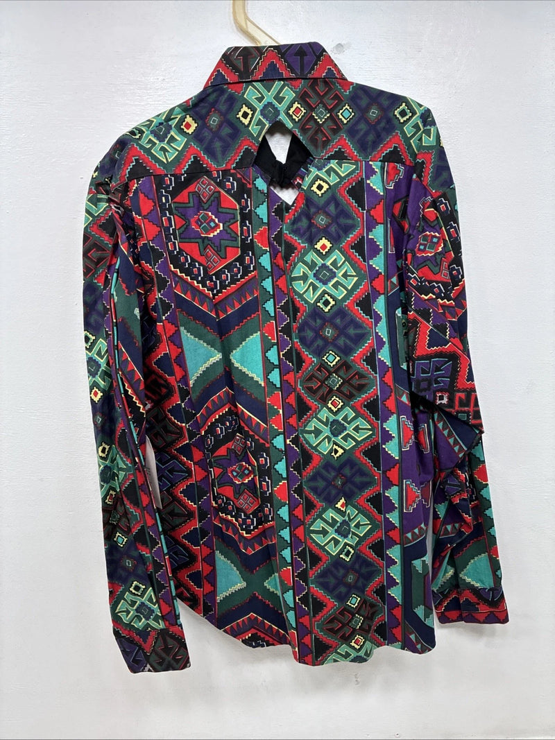 New Women’s Mine & Bills Multicolor Design Long Sleeve Button Up Medium MM-99