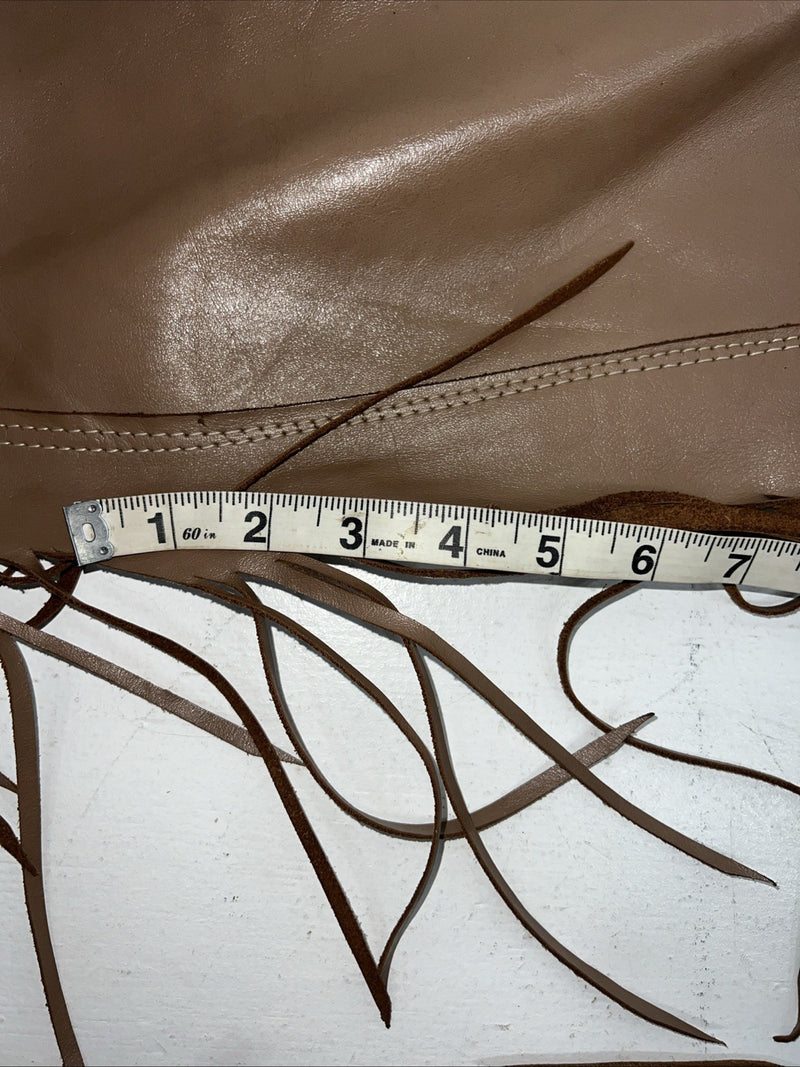 NOS Brown Show Chaps With Fringe Adjustable Waist 33” I-64