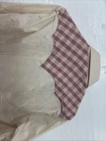 New Youth Champion Western Tan pink Plaid Long Sleeve Pearl Snap Medium T-82