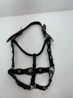 New Black Leather Full Horse Show Halter Gold accents 3C-15
