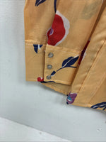 New Women’s Dickson Jenkins Orange Floral Long Sleeve Pearl Snap Size 36 II-79