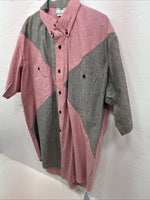 New Men’s Cowboy Threads Pink Gray Short Sleeve Button Up Medium O-77
