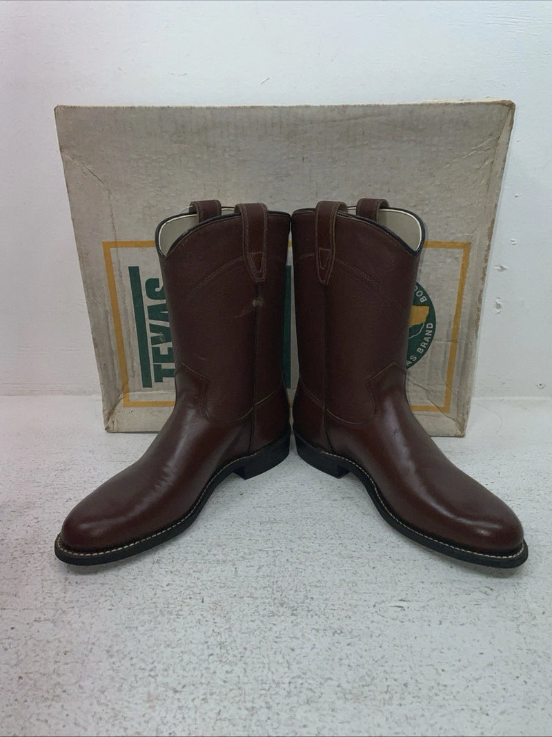 New Youth Brown Texas Brand Cowboy Boots. 3202 4 D. 22-121