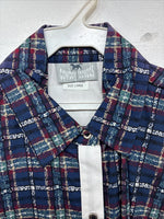 New Women’s Cowboy Threads White Blue Long Sleev Button Up Large MM-122 