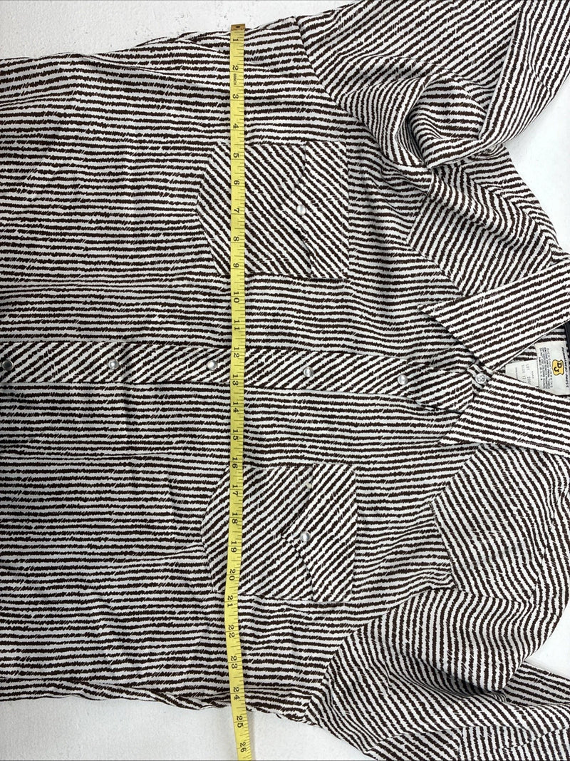 New Women’s Dickson Jenkins Brown Stripe Long Sleeve Pearl Snap Size 17 XL II-37