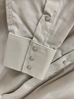 New Men’s White Horse Brown Embroidered Long Sleeve Pearl Snap Medium K-59