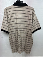 New Men’s Wrangler Tan Black Stripe Short Sleeve Polo Shirt Large V-6