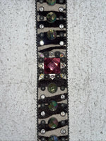 New Black And White Genuine Leather Nocona Rainbow Bling M Belt #1330999 Z-10