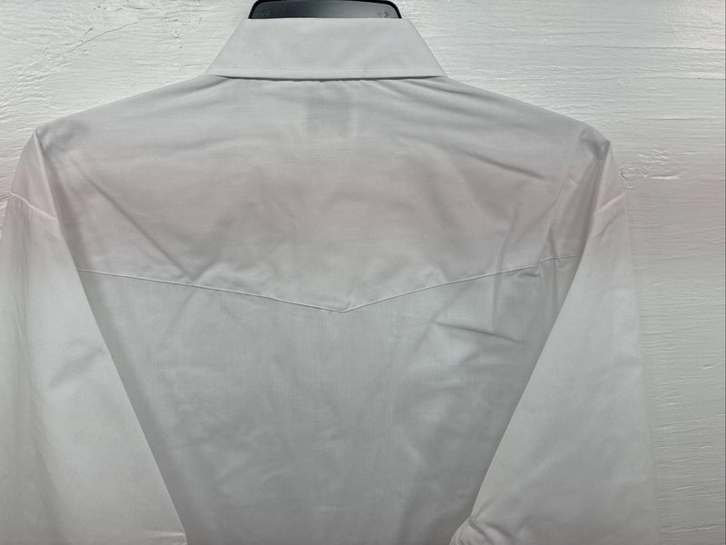 New Men’s ELY Cattleman White Long Sleeve Pearl Snap 17.5 X 35 XL R-45