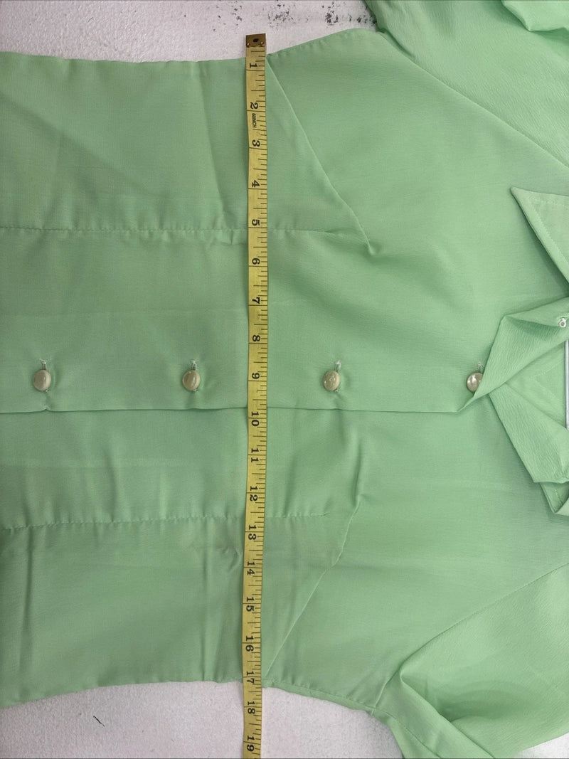 New Women’s Tem Tex Green Long Sleeve Button Up Size 12 KK-38