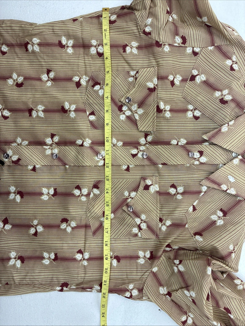 New Women’s ELY Plains Yellow Red Floral Long Sleeve Pearl Snap 16 X 33 II-9