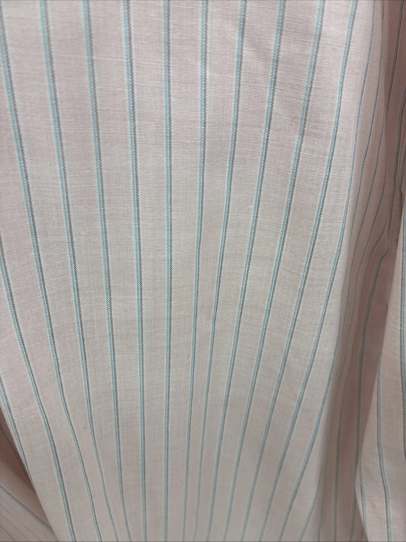 New Men’s ELY Cattleman Pink Stripe Long Sleeve Pearl Snap 16 Large V-111