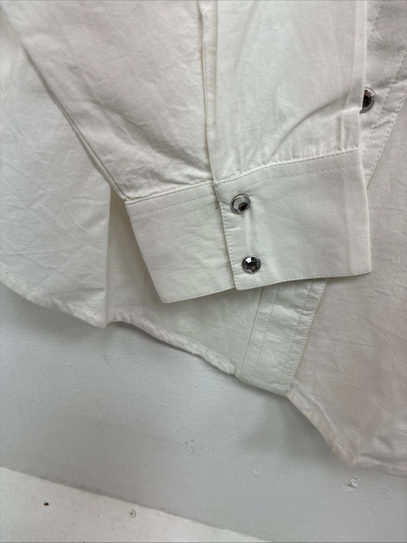 New Women’s Cumberland White Gem Long Sleeve Pearl Snap Medium KK-82