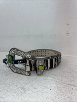 New Black And White Genuine Leather Nocona Rainbow Bling M Belt #1330999 Z-10