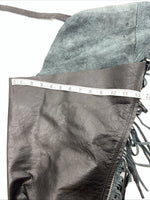 New Black Tough 1 Show Chaps With Fringe Adjustable Waist 46” N-48