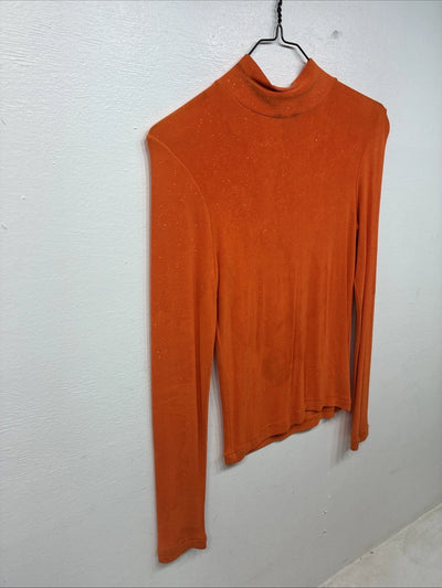 New Natural Born Winner Orange Sparkle Long Sleeve Shirt Petite TT-98
