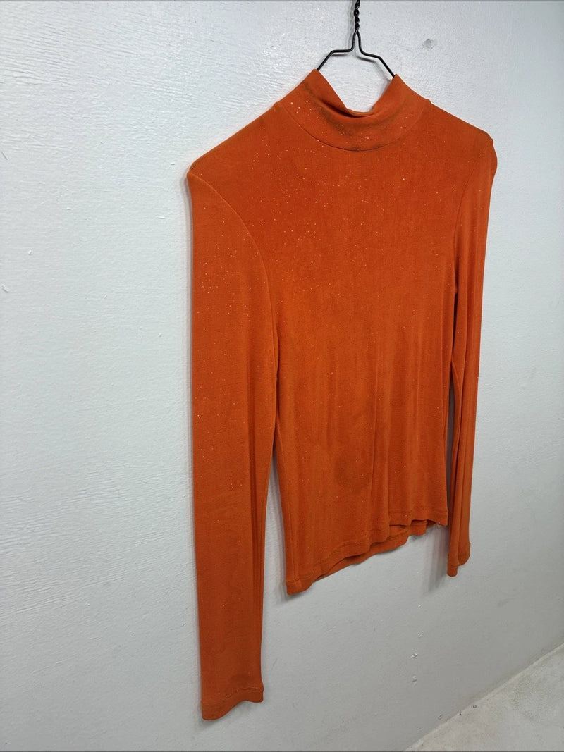 New Natural Born Winner Orange Sparkle Long Sleeve Shirt Petite TT-98