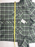 New Kids White Horse Green Plaid Long Sleeve Pearl Snap XL DD-59 