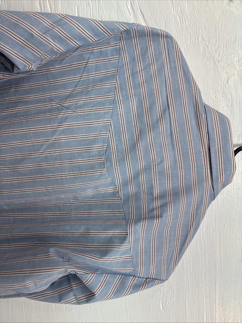 New Men’s ELY Cattleman blue Stripe Long Sleeve Pearl Snap 15.5 Medium Q-106
