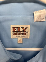 New Men’s ELY Cattleman Blue Simple Short Sleeve Pearl Snap 16.5 Large M-50