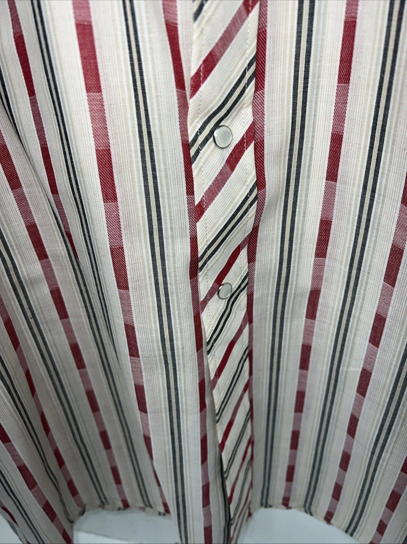 New Men’s Pink Stripped White House Long Sleeve Pearl Snap Shirt. XL S-31