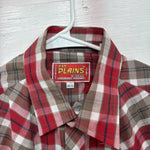 New Men’s ELY Plains Red Plaid Long Sleeve Pearl Snap 16.5 X 34 Large CC-71