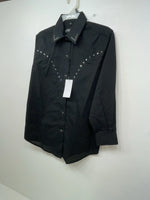 New Women’s Black White House Long Sleeve Button Up Shirt M #94770 3B-92