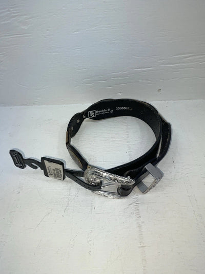 New Black Genuine Leather Double S Pendent 28” Belt #3508501 JJ-118