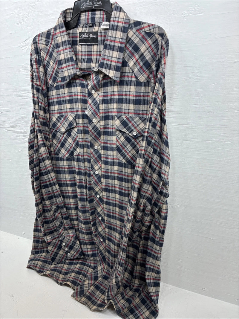 New Men’s White Horse Multiple Color Long Sleeve Pearl Snap 3XL E-62