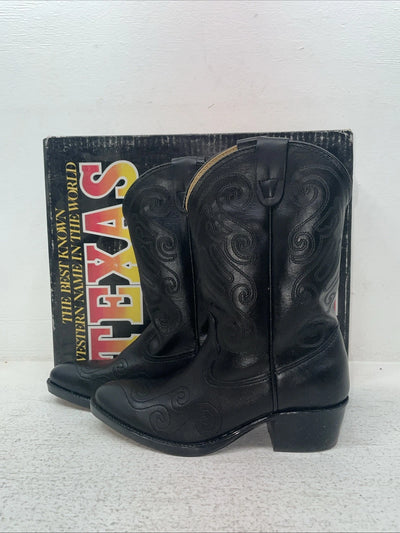 New Kids Black Texas Brand Cowboy Boots. C 2000 13.5 13 1/2 D. 23-78